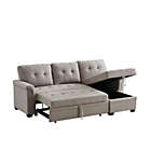 Alternate image 2 for Contemporary Home Living 84" Gray Solid Reversible Sleeper L Shape Sectional Sofa with Storage Chaise
