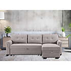 Alternate image 3 for Contemporary Home Living 84" Gray Solid Reversible Sleeper L Shape Sectional Sofa with Storage Chaise