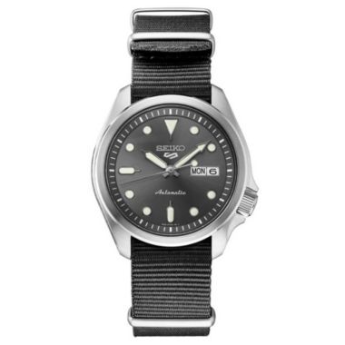 Seiko 5 Sports 24-Jewel Stainless Steel Watch with Brown Nylon Strap. View a larger version of this product image.
