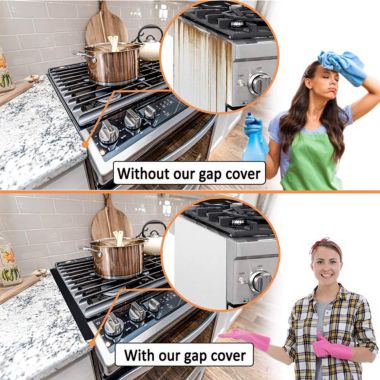 Seenda 2 Pcs 21" x 2.25" Silicone Stove Gap Covers in Black. View a larger version of this product image.
