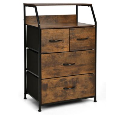 Hivago Freestanding Cabinet Dresser with Wooden Top Shelves-L. View a larger version of this product image.
