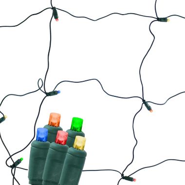 Sunnydaze Electric Plug-In 70ct LED Indoor/Outdoor Net String Lights 5mm Wide Angle Blue, Red, Yellow, Green and Orange - 6' x 4' Green Wire. View a larger version of this product image.