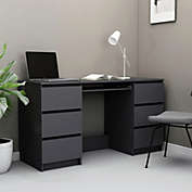 vidaXL Writing Desk Gray 55.1"x19.7"x30.3" Engineered Wood