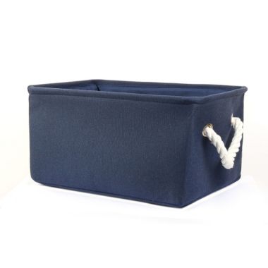 Unique Bargains Fabric Storage Basket with Dual Handles , Collapsible Storage Bins for Toys Laundry Clothes Storage, Home Organizer for Bedroom Office Closet, Dark Blue Medium. View a larger version of this product image.