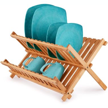 Zulay Kitchen Foldable Bamboo Dish Drying Rack. View a larger version of this product image.