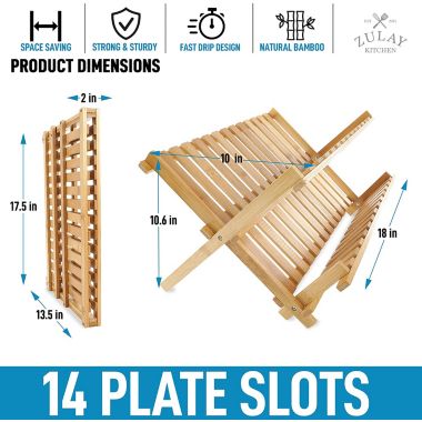 Zulay Kitchen Foldable Bamboo Dish Drying Rack. View a larger version of this product image.