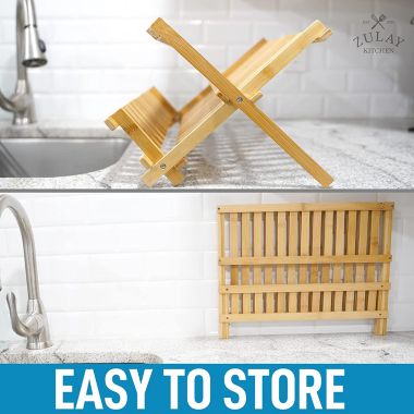 Zulay Kitchen Foldable Bamboo Dish Drying Rack. View a larger version of this product image.