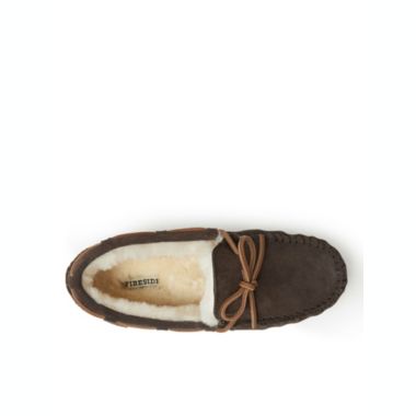 Fireside By Dearfoams Men's Victor Genuine Shearling Moccasin with Tie. View a larger version of this product image.