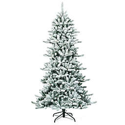 Costway 7 Feet Snow Flocked Slim Artificial Christmas Fir Tree