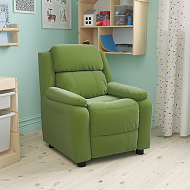 Flash Furniture Deluxe Padded Contemporary Avocado Microfiber Kids Recliner With Storage Arms - Avocado Microfiber. View a larger version of this product image.