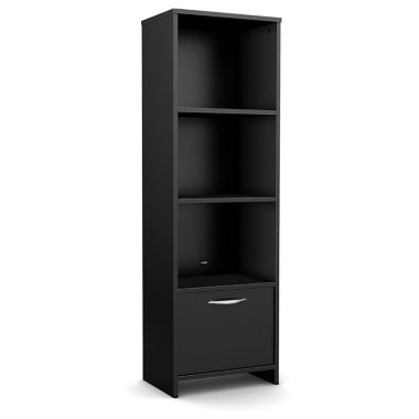 Slickblue Modern Bookcase with 3 Shelves & Bottom Door in Black. View a larger version of this product image.