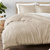 Bare Home Flannel Duvet Cover and Sham Set - 100% Cotton, Velvety Soft Heavyweight, Double Brushed Flannel (Full/Queen, Sand)