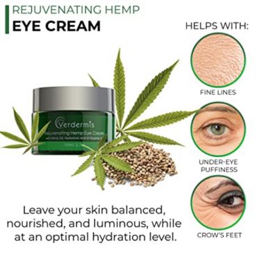 Verdermis Rejuvenating Hemp Eye Cream with Hemp Oil, Hyaluronic Acid, Rosehip Oil, and Vitamins. Formulated to Treat the Sensitive Skin around the Eyes.. View a larger version of this product image.