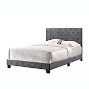 Passion Furniture Wooden Suffolk Gray Queen Panel Bed with Slat Support
