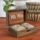 Alternate image 0 for Stock Preferred Wood Wedding Ring Box with Burlap Pillow Lining 6x4x2in