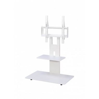 Proman Products Modern TV Stand with with Adjustable Mount and 2 Shelves, Pure White. View a larger version of this product image.