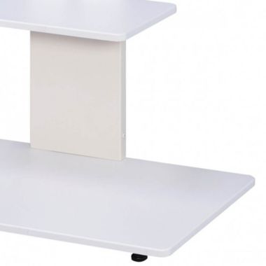 Proman Products Modern TV Stand with with Adjustable Mount and 2 Shelves, Pure White. View a larger version of this product image.