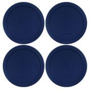 Lids for Pyrex and Anchor Round Glass Containers (2-Cups, Blue-4 PACK)