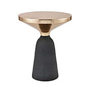 Contemporary Home Living 24" Shiny Gold and Black Graves Accent Table