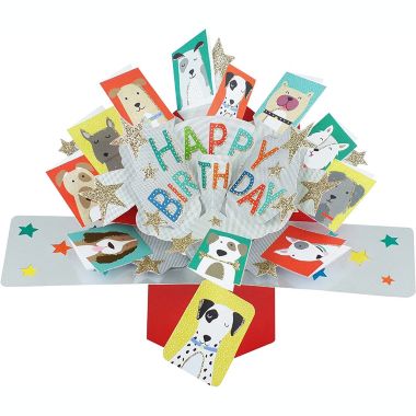 Second Nature Mailable Happy Birthday Dogs Pop Up Greeting Card - POP137. View a larger version of this product image.