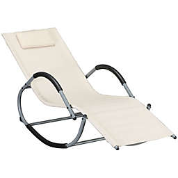 Outsunny Zero-Gravity Ergonomically Design Lounger Rocker for Indoor or Outdoor Use, UV/Water Fighting Material, Beige