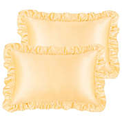 PiccoCasa Set of 2 Satin Ruffle Envelope Pillowcases, 100% Polyester (Satin Fabric) illow Cover Pillow Shams Pillow Protector with Envelope Closure, Gold King