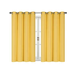 Kate Aurora 100% Hotel Thermal Blackout Yellow Grommet Top Curtain Panels - 50 in. W x 45 in. L, Yellow