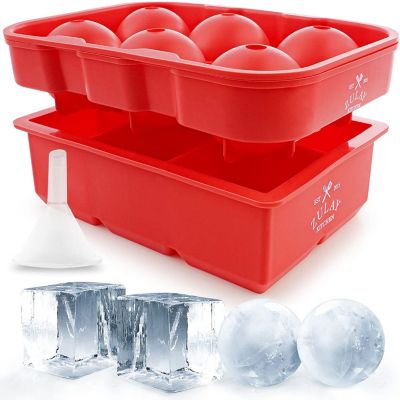 Zulay Kitchen Square Ice Cube and Ball Mold - Red