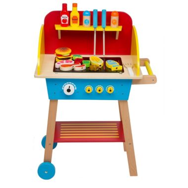Swan Cook 'N Grill Wood Toy BBQ Set - Includes Pretend Play Wooden Barbeque Food and Barbecue Grilling Tools for Boys and Girls. View a larger version of this product image.