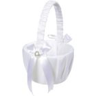 Alternate image 0 for Juvale Flower Girl Satin Wedding Basket, White, 8 x 5 x 3.5 Inches