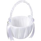 Alternate image 2 for Juvale Flower Girl Satin Wedding Basket, White, 8 x 5 x 3.5 Inches
