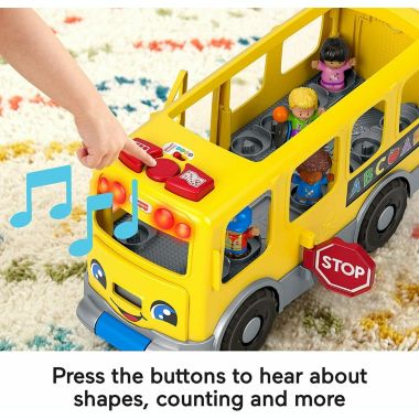 Fisher-Price Little People Big Yellow Bus, musical push and pull toy with Smart Stages for toddlers and preschool kids. View a larger version of this product image.