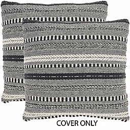 Mina Victory Life Styles Stonewash Braided Indoor Black Throw Pillow Covers Set of 2