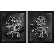 Great Art Now Indigo Blooms Black by Wild Apple Portfolio 9-Inch x 11-Inch Framed Wall Art (Set of 2)