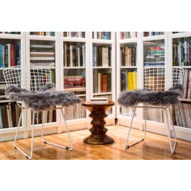 HomeRoots Decor 100% Sheepskin Chair Seat Pad 17"X17"- Grey. View a larger version of this product image.