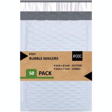 Link Size #000 4"x8" Poly Bubble Mailer Self-Sealing Waterproof Shipping Envelopes Pack Of 10/25/50/100/500. View a larger version of this product image.