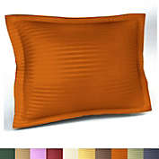 Rust Pillow Sham Euro Size Decorative Striped Pillow Case with Envelope Closer, Amber Solid Tailored Pillow Cover