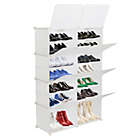 Alternate image 0 for Inq Boutique 7-Tier Portable 28 Pair Shoe Rack Organizer 14 Grids Tower Shelf Storage Cabinet Stand Expandable for Heels, Boots, Slippers, White RT