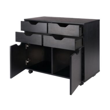 Winsome Wood Home Office Halifax 2 Section Mobile Storage Cabinet, Black. View a larger version of this product image.