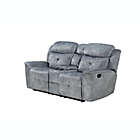 Alternate image 2 for Yeah Depot Mariana Loveseat w/Console (Motion), Silver Gray Fabric