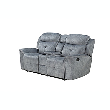 Yeah Depot Mariana Loveseat w/Console (Motion), Silver Gray Fabric. View a larger version of this product image.