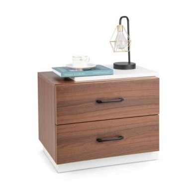 Hivago Modern Nightstand with 2 Drawers for Bedroom Living Room-Brown. View a larger version of this product image.
