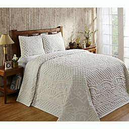 Set of 3 Queen Trevor Collection 100% Cotton Tufted Unique Luxurious Bedspread & Sham Set Ivory - Better Trends