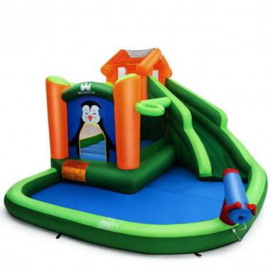 Inflatable Water Park Bouncer with Climbing Wall Splash Pool Water Cannon. View a larger version of this product image.