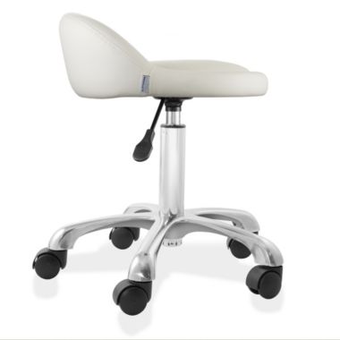 Saloniture Rolling Hydraulic Salon Stool with Low Backrest - Adjustable Swivel Chair for Spa, Shop, Salon, Massage, or Medical Office. View a larger version of this product image.