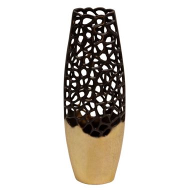 Kingston Living 23.25" Black and Gold Cut-Out Two Tone Tabletop Vase. View a larger version of this product image.