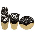 Alternate image 2 for Kingston Living 23.25" Black and Gold Cut-Out Two Tone Tabletop Vase