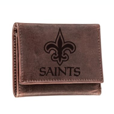 Evergreen New Orleans Saints Tri-Fold Wallet, Brown. View a larger version of this product image.