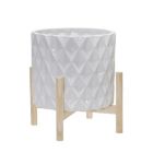 Alternate image 0 for Kingston Living 12" White Diamond Ceramic Outdoor Planter with Stand