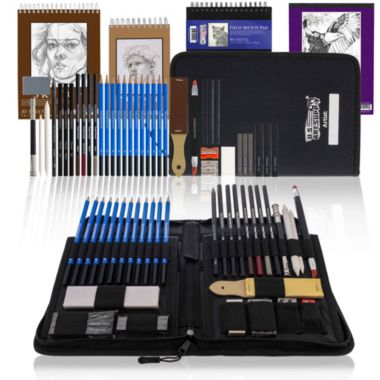 U.S. Art Supply 44-Piece Drawing & Sketching Art Set with 4 Sketch Pads (242 Paper Sheets) - Professional Artist Kit, Graphite, Charcoal, Pastel Pencils & Sticks, Erasers - Pop-Up Carry Case, Student. View a larger version of this product image.